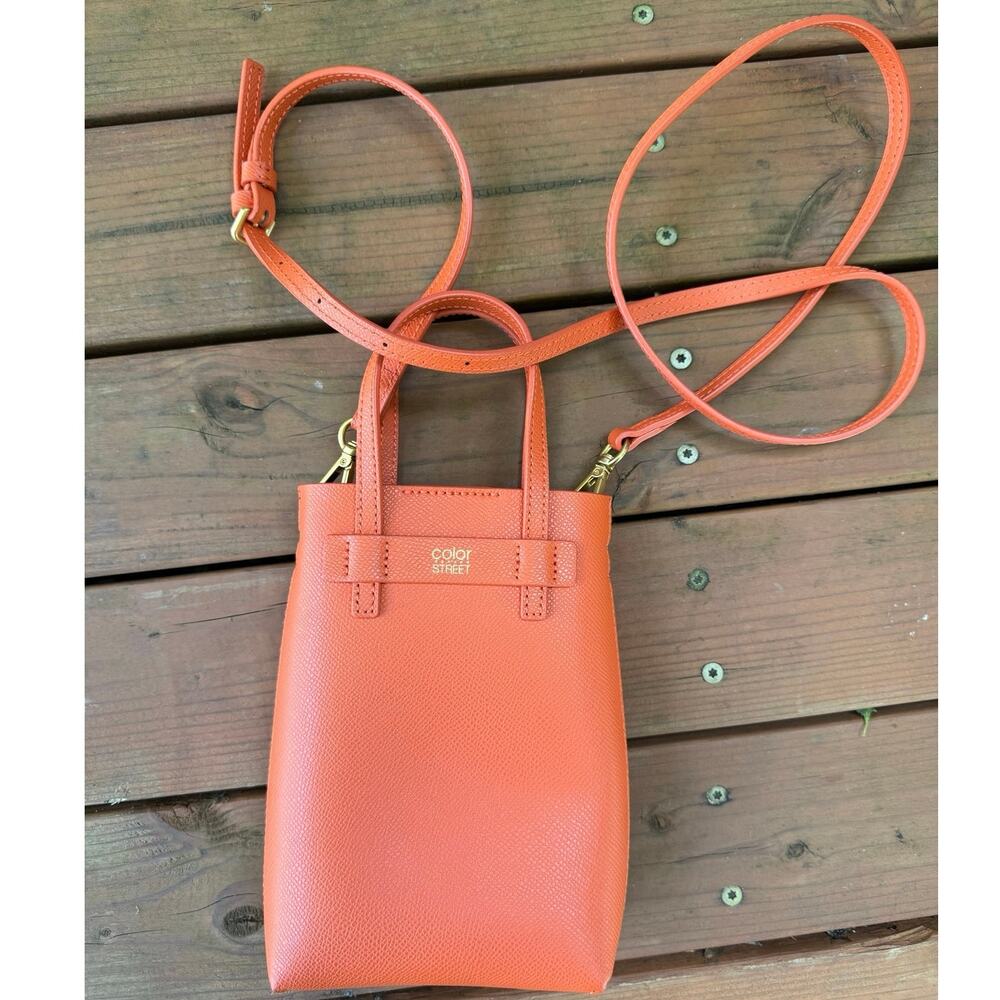 Rare Stylist‑Exclusive Color Street Orange Leather Crossbody – Limited Release